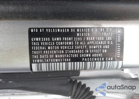 2013 Volkswagen Beetle 2.0L Tdi z USA, uszkodzony, nr VIN 3VWRL7AT8DM637086